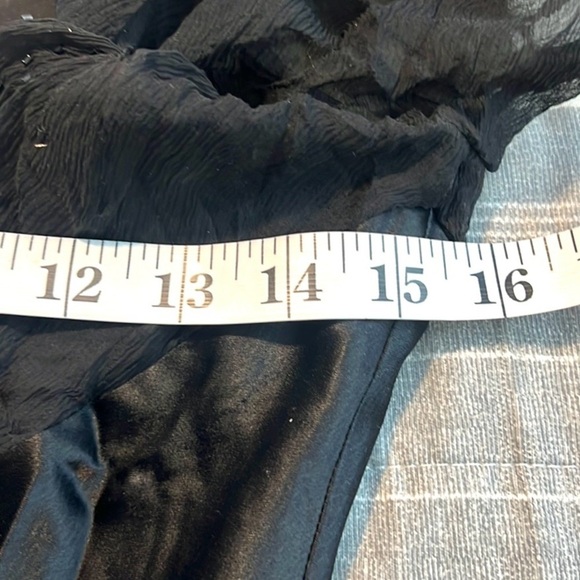 VTG Lillie Rubin,Chiffon Upper,Silky Black Satin Dress,Gorgeous Sheer Sleeves,8M - Picture 13 of 15